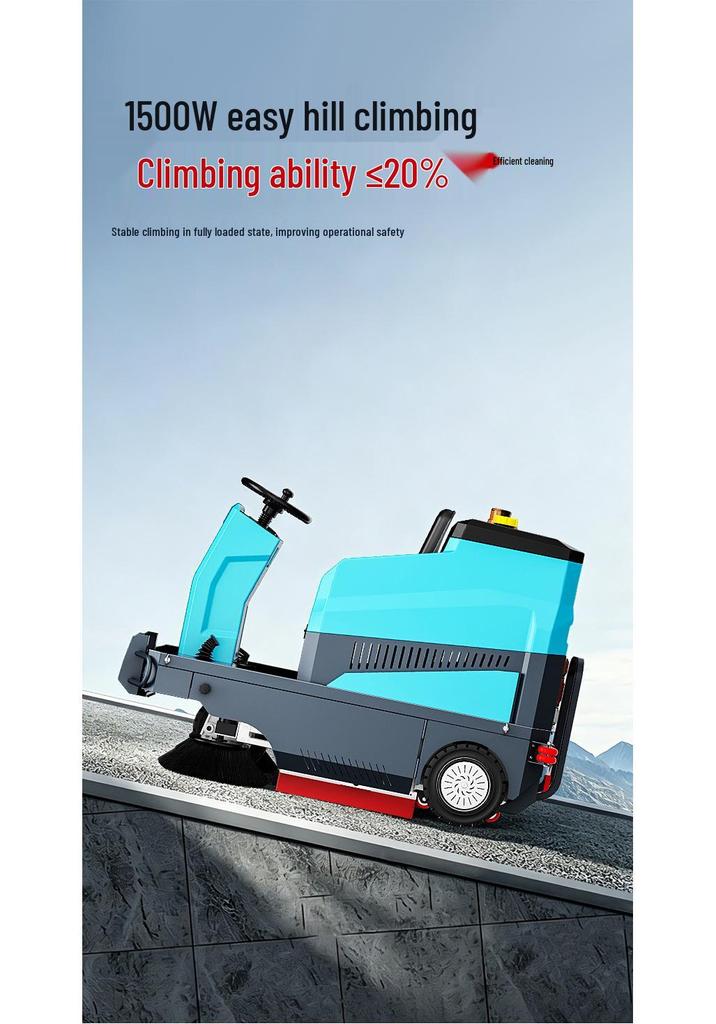 Boshuo 1400 Industrial Three-Brush Sweeper with Suction & Spray for Workshops & Schools