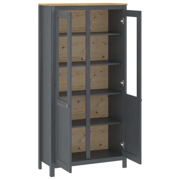 VidaXL Buffet Hill Range Gris 85x37x170,5 cm Bois de pin solide