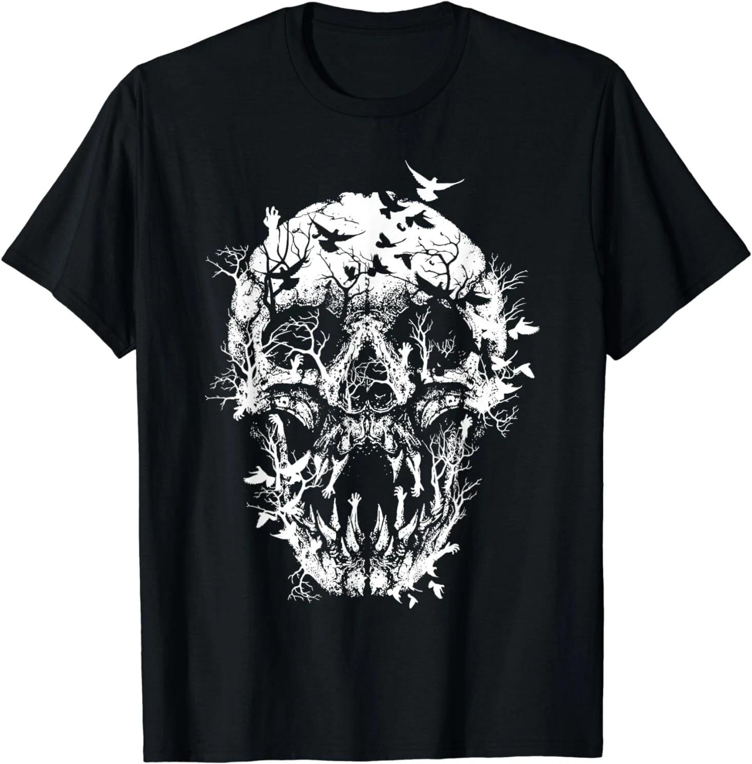 Birds Skull Skeleton Halloween Costume Gift Idea Tee T-Shirt S-3XL L
