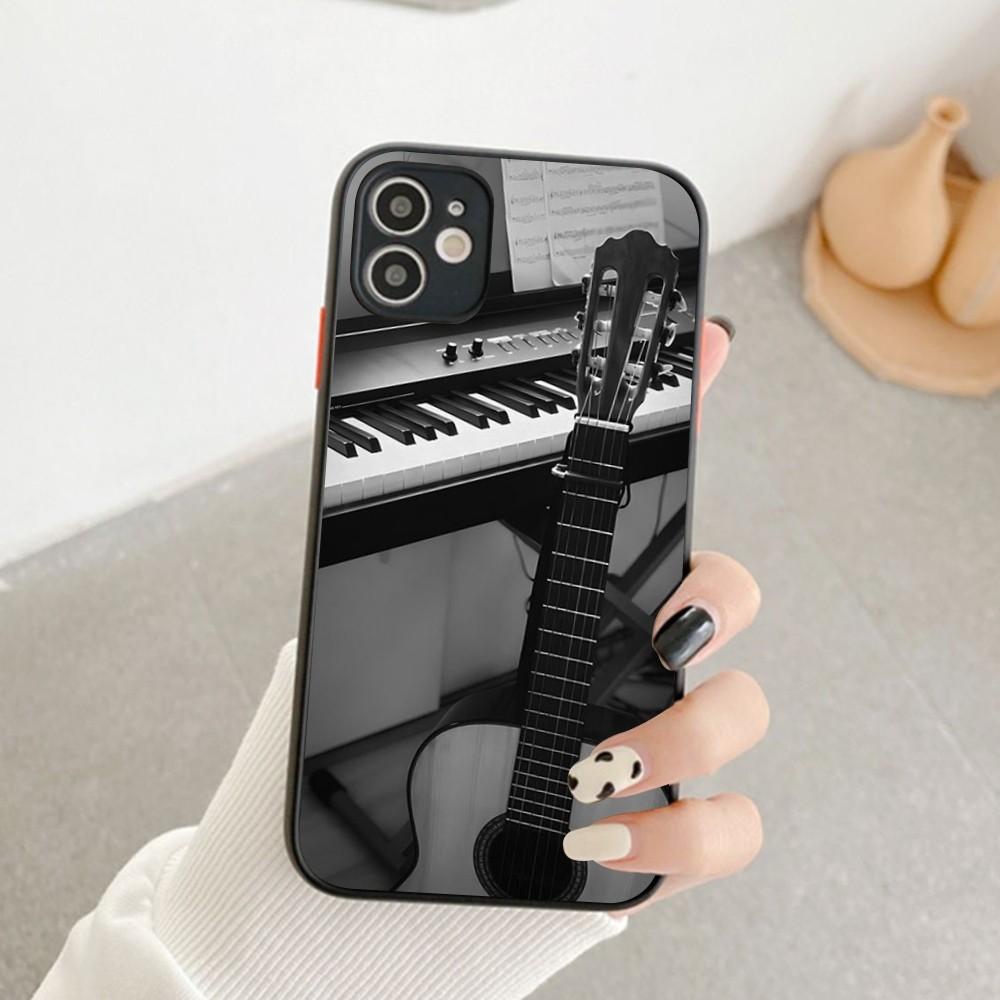 Custodia per Telefono con Strumento Musicale Chitarra Pianoforte Per IPhone 14 11 12 13 Mini Pro Max 8 7 Plus X XR XS MAX Copertura Traslucida Opaca