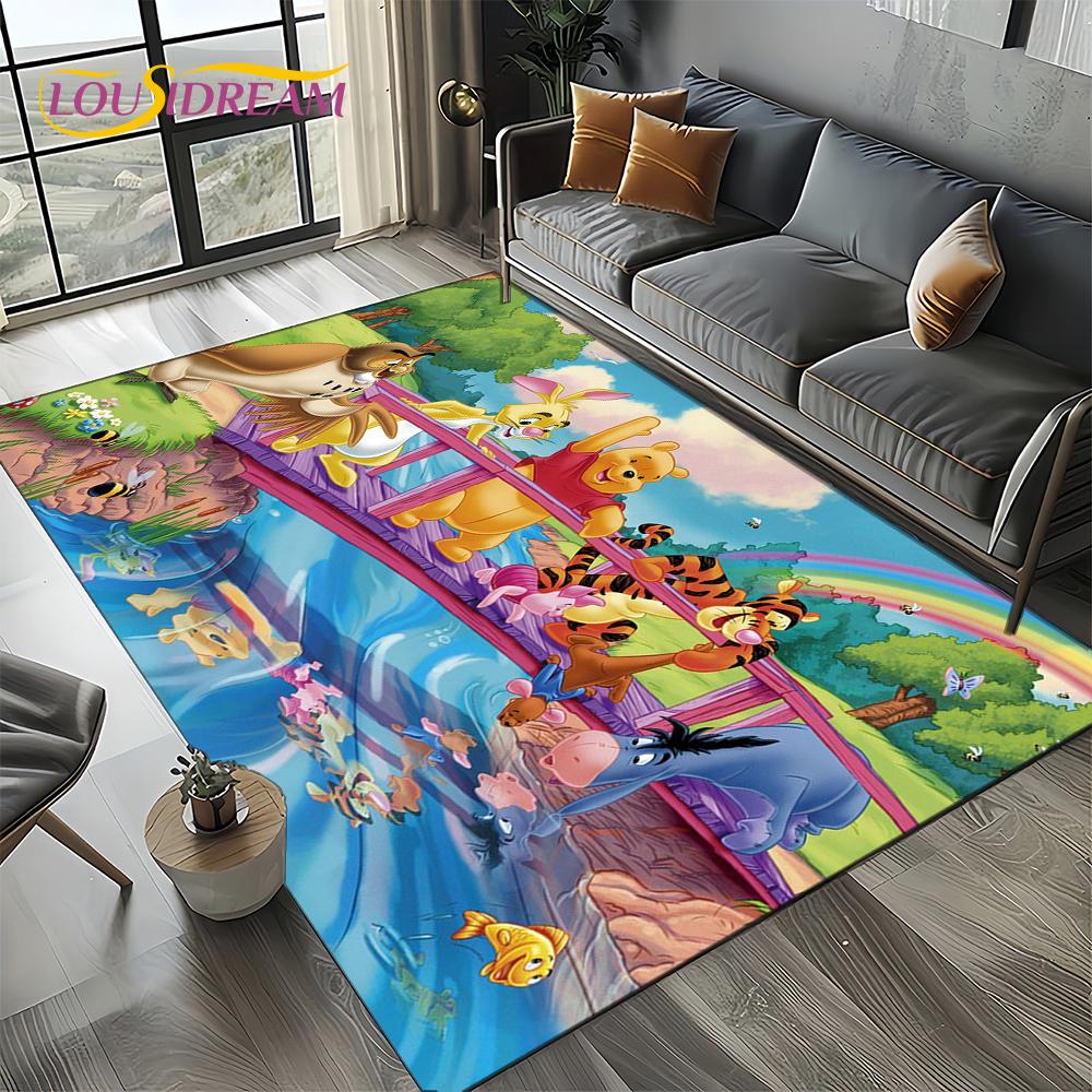 Tappeto Tappetino Decorativo Tappeto Cartoon Orso Winnie Pooh Carino 3D per Camera da Letto Soggiorno Casa Divano, Gioco Bambino Decorazione Grande Tappetino Pavimento Regalo