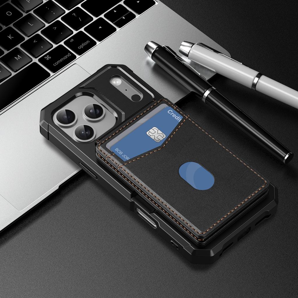 For iPhone 17 Pro Magnetic Case Detachable Card Slot Kickstand Leather + TPU Phone Cover