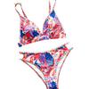 European and American Sexy Slimming Backless Printed Triangle Bikini for Women