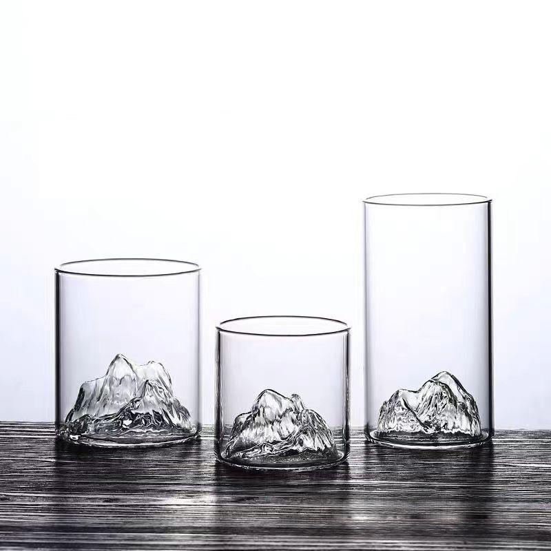 3D Mountain Viewing Cup Transparent Whiskey Glasses Crystal Drinking Glasses Creative Coffee Mug Cocktail Glass Home Bar Decor