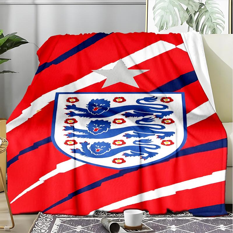 1PC England Football Crest Printed Soft Flannel Blanket Throw for Adult Bedroom Living Room Sofa Camping Travel Fan gifts Christmas Gifts