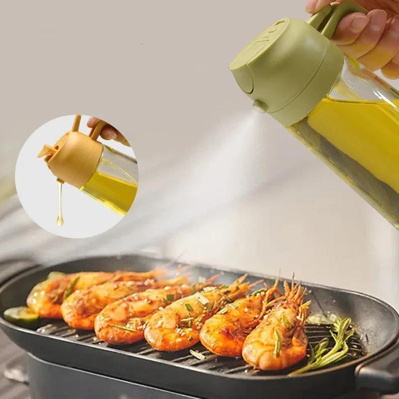 Oil Sprayer Kitchen Household Spray Pour Two Oil Sprayer Air Fryer Atomizing Oil Spray Bottle Plastic Leakproof Oil Can Pot