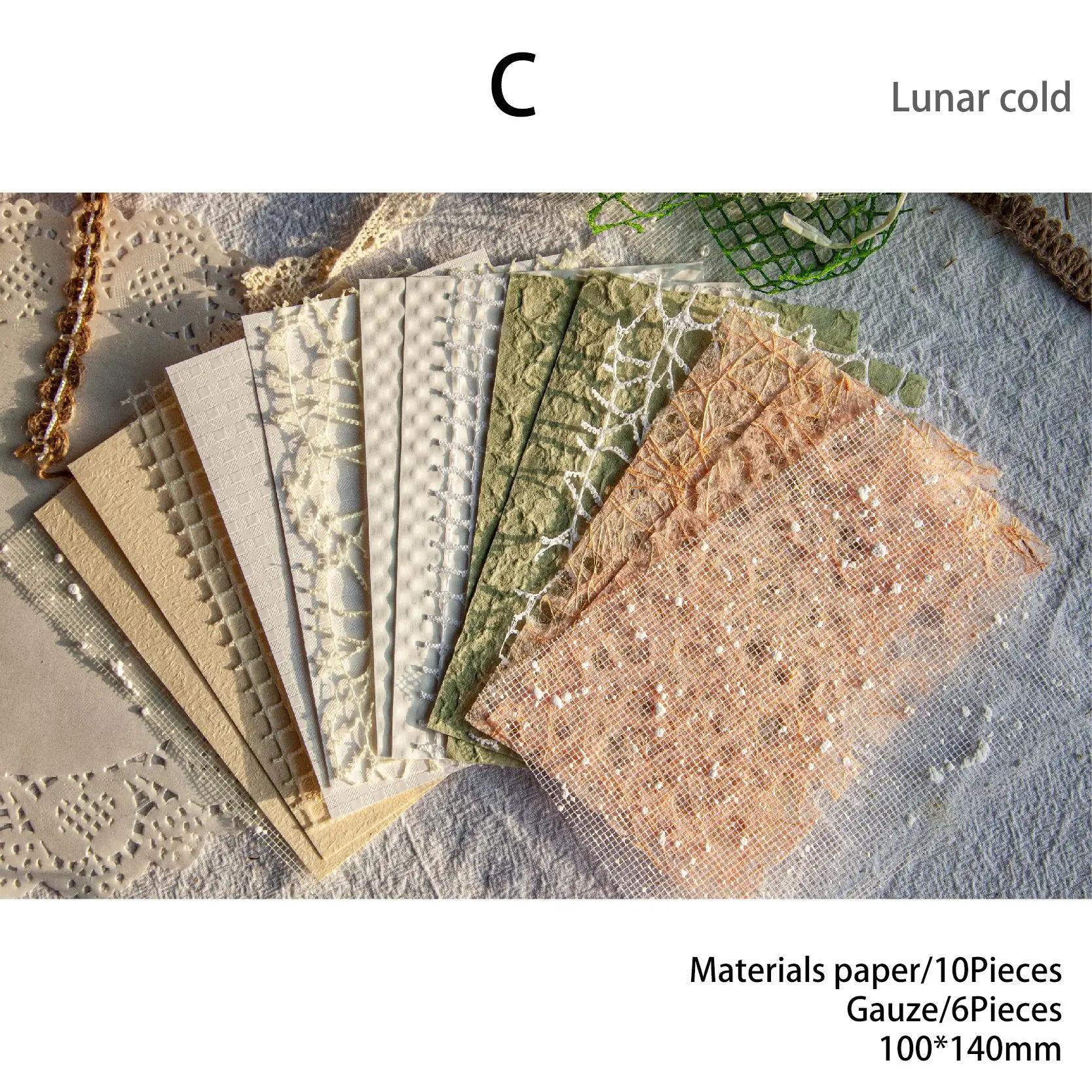 Journamm 16pcs/pack Gauze Materials Decor Paper DIY Scrapbooking Collage Junk Journal Aesthetics Stationery Planner Craft Paper