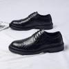 Genuine Leather Mens Business Shoes British Style Black Brogues Brand Male Footwear Flat Cowhide