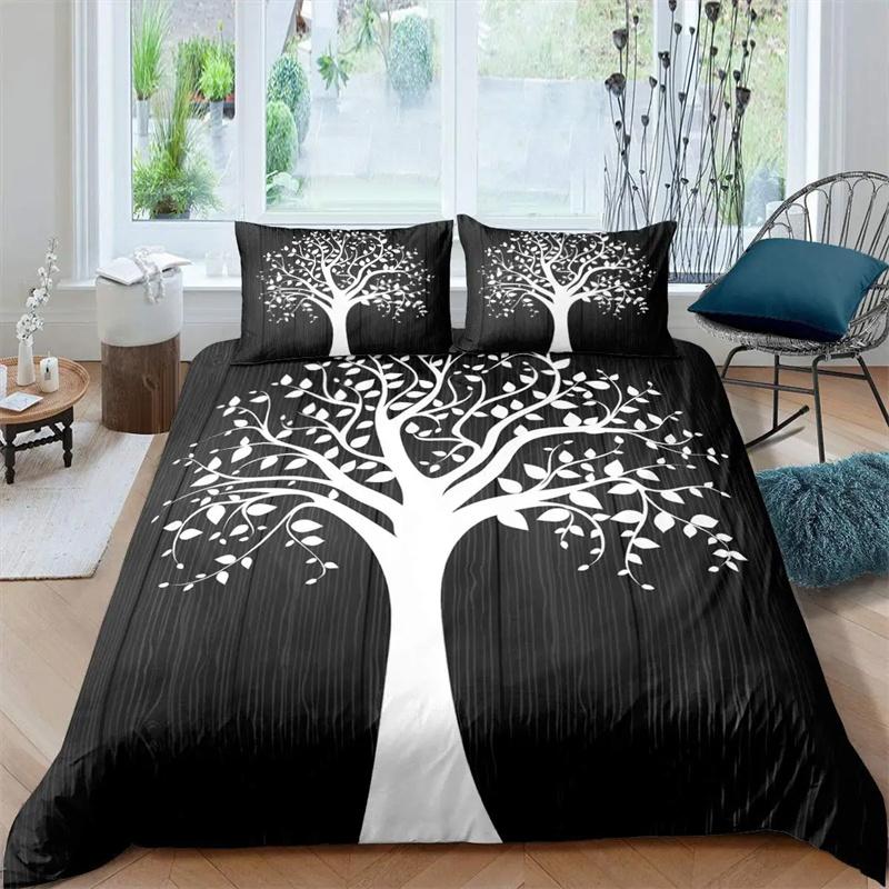 Premium Moon And Sun Duvet Cover Black And White Bedding Soft Tree Of Life All Galaxy Stars Mandala Tribal Quilt Cover Decor For Women