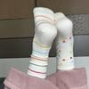 Color Dot Striped Socks, Simple And Fashionable Polka Dot Medium Tube Socks, Versatile College Style Socks For Women
