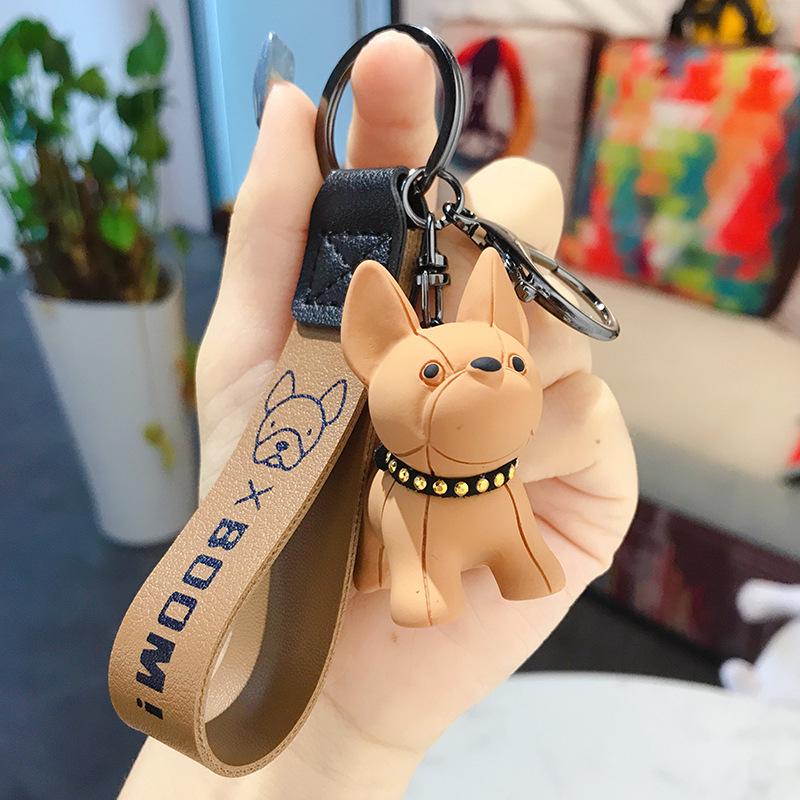 Charming French Bulldog Resin Keychain: Stylish Cartoon Pendant Accessory