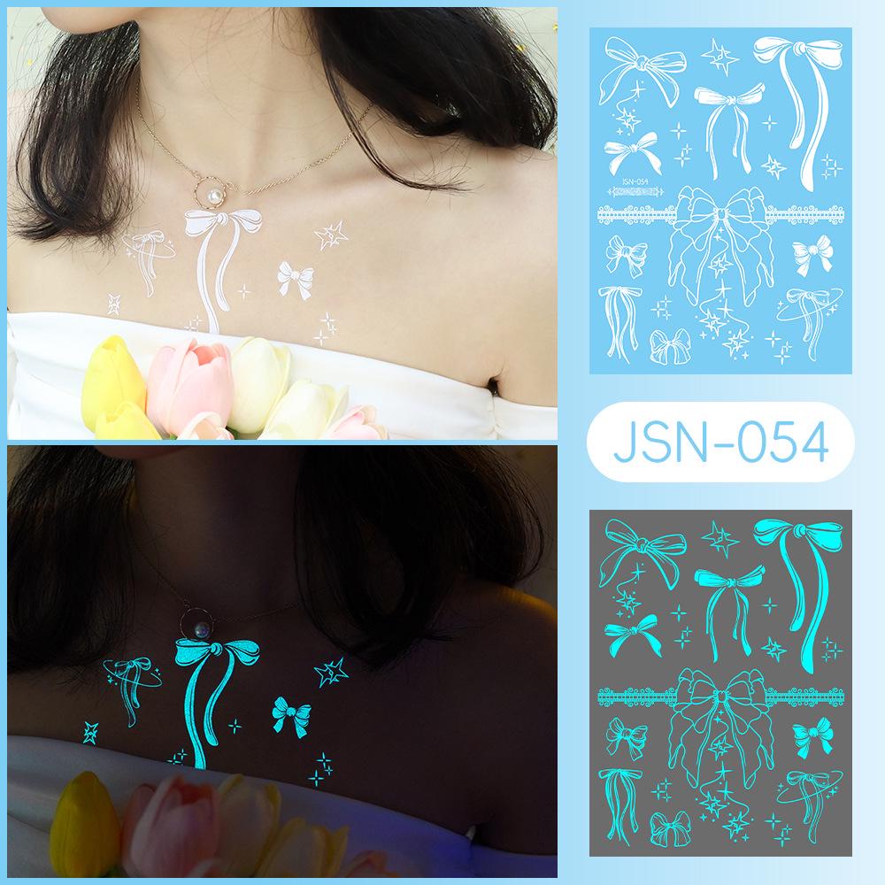 Adesivi Tatuaggio Ricaron 2024 Henné Luminoso & Farfalla Bianca per Viso & Braccio