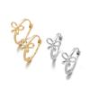 1 Pair of Personalized and Versatile Hollow Bow Copper Ear Buckles with Circular Women's Earrings