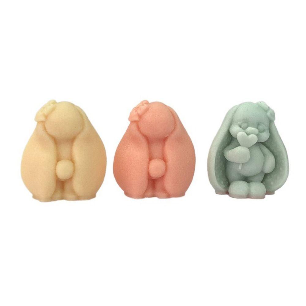 3D Rabbit Silicone Mold Soft Rabbit Candle Mold Gypsum Mould  For Chocolate Cake Pudding