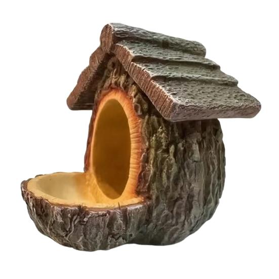 Hanging Hut Bird Feeder Resin Treehouse Shape Bird Feeder Weatherproof Outdoor Bird House with Birdseed Tray for Garden Patio Decor