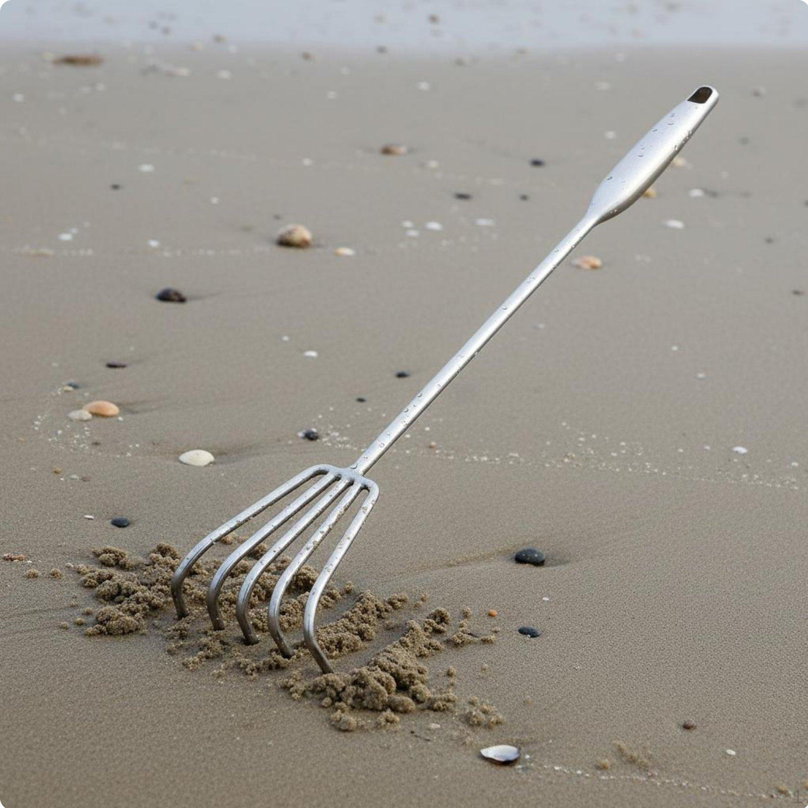 Long Handle Stainless Steel Rake Rust Resistant Heavy Duty Clamming Garden Tool for Farmers,