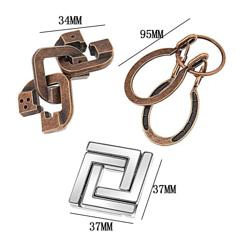 

3PCS Metal Puzzles Brain Teasers IQ Logic Test Disentanglement Set Mind Challenge Games For Kids Teens Adults Educational Gifts