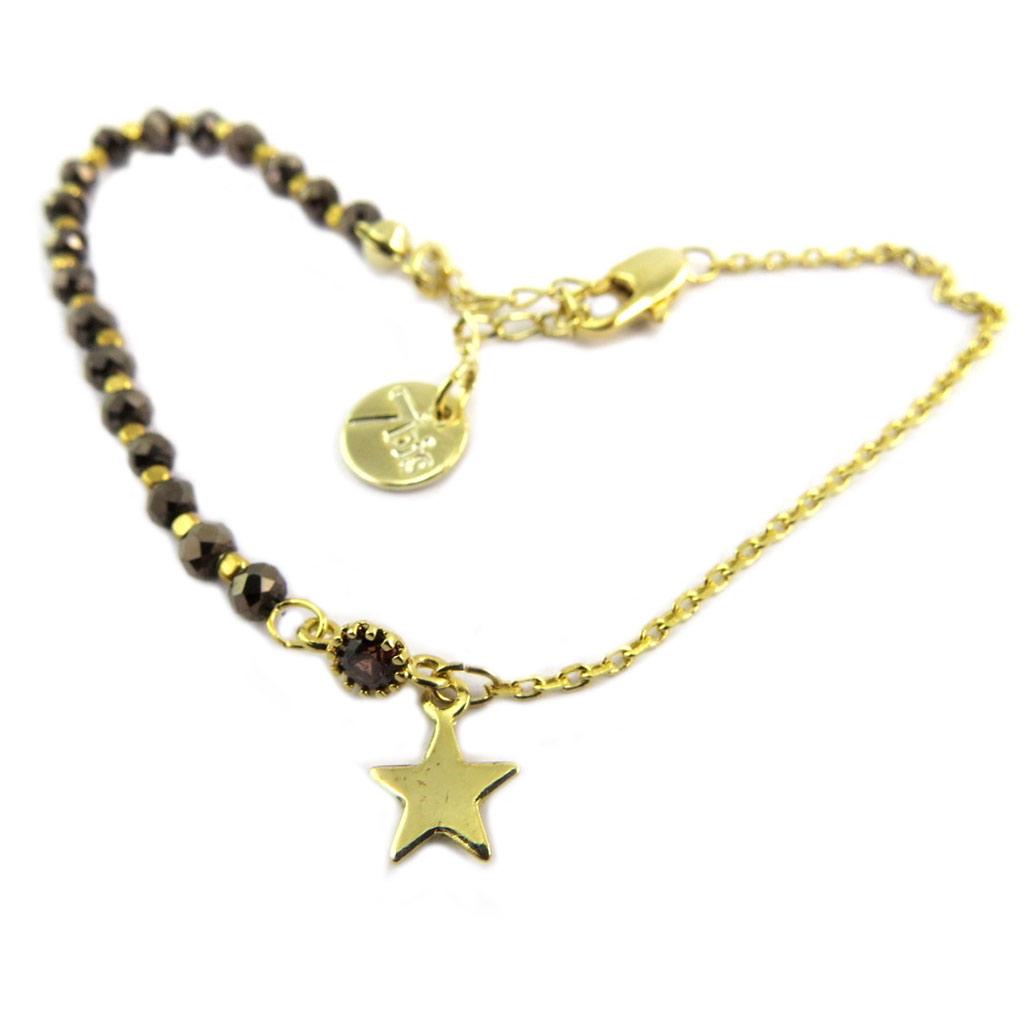 7bis [P8293] - Bratara lucrata manual 'A Star is Born' aur negru - 6x6 mm