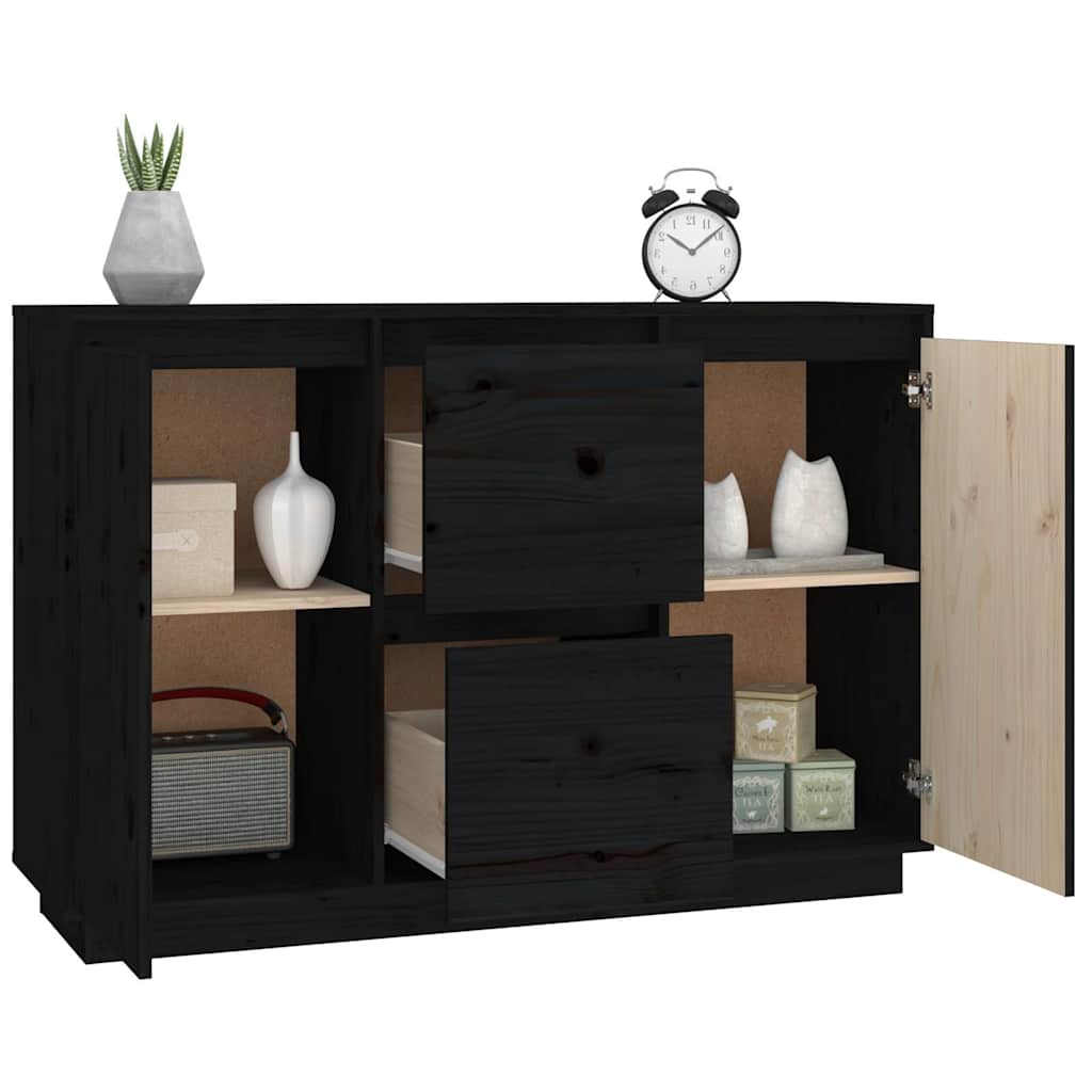 Sideboard Black 111 x 34 x 75 cm Solid Pine Wood