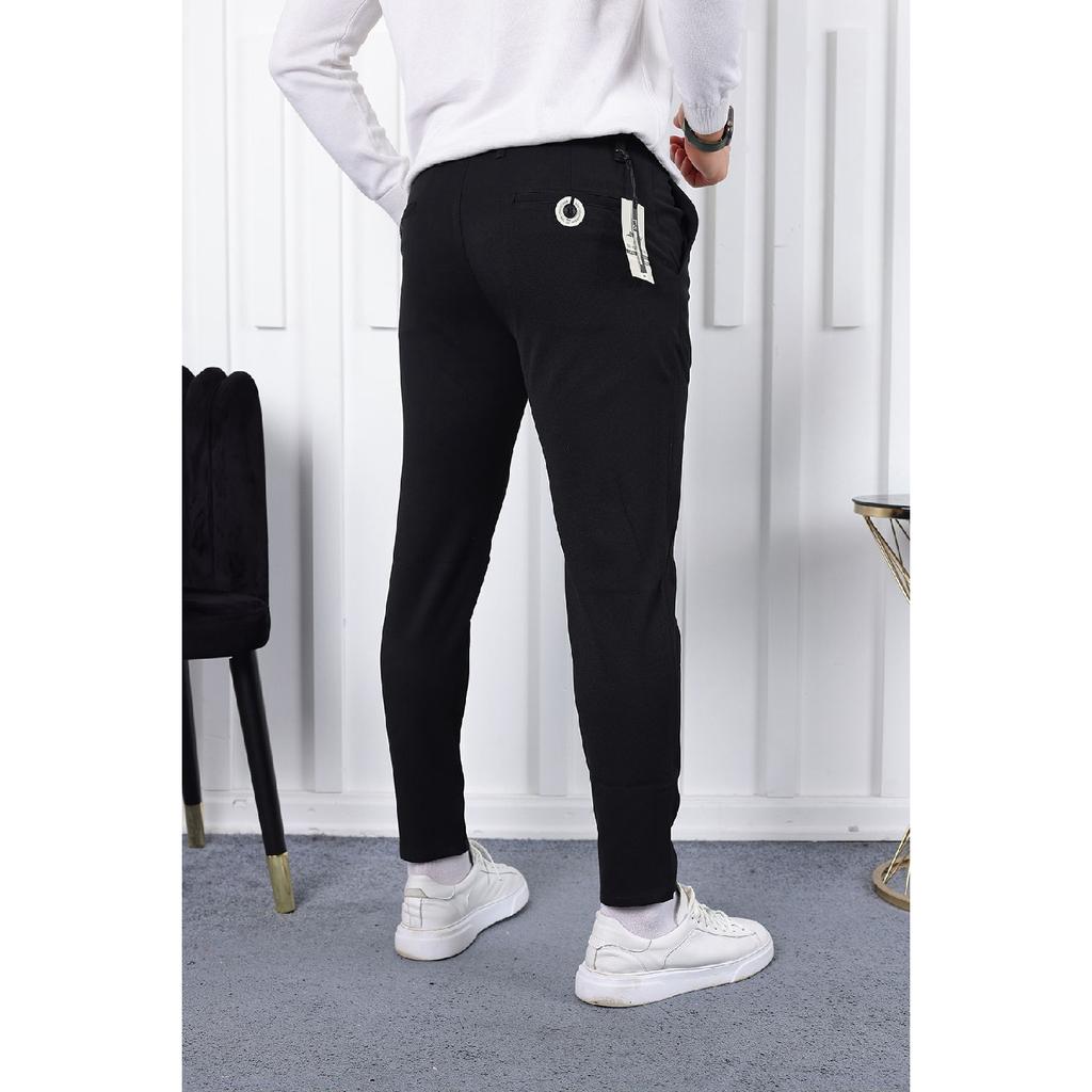 Seasonal Black Slim Fit Lycra Fabric Trousers