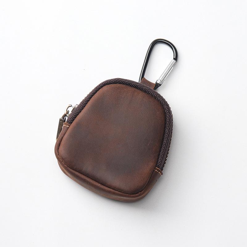NEW Men Women Outdoor Wild PU Leather Carabiner Multi- Retro Mini Coin Purse headphone cable wrap Wallet