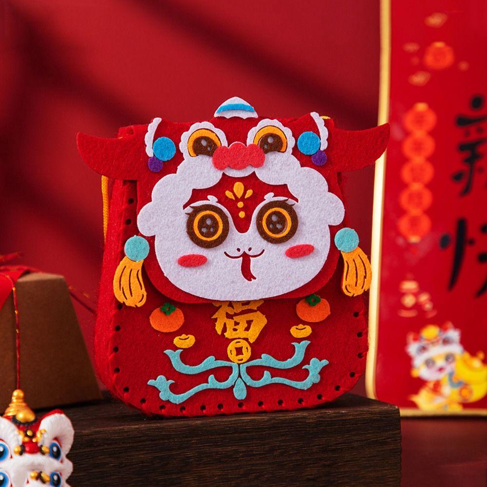 Cartoon New Year Blessing Bag Snake Pattern Material Package Crafts DIY Lucky Bag  Kindergarten