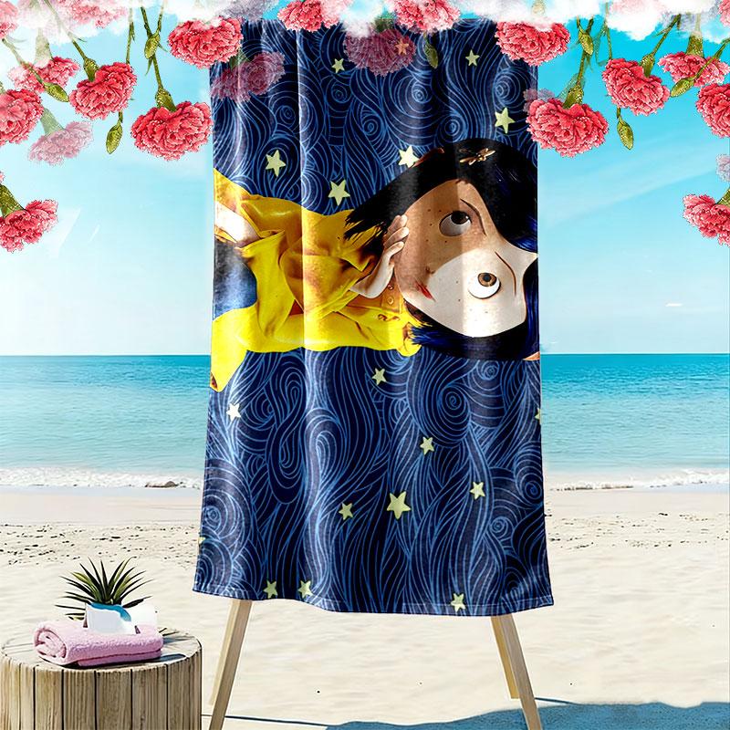 Coraline Print Beach Towel, Large Soft Quick Dry Towel for Beach Camping Swimming