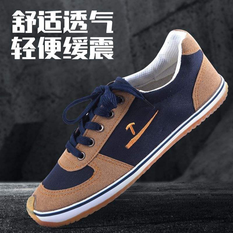 Låga halkfria och slitstarka gummisulade canvas-skor sportskor för träning vår och höst andningsbara träningsskor arbetsskor