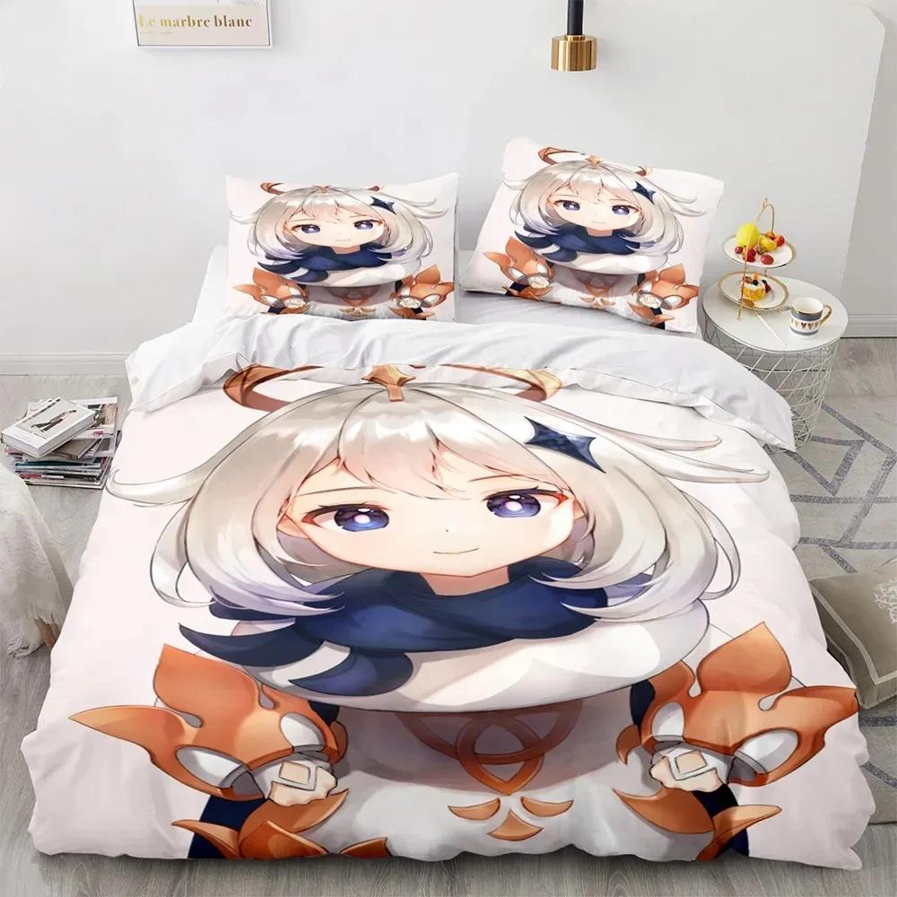 Game Genshin Impact Comforter Bedding Sets Quilt Bed Cover Duvet Cover Pillow Case 2-3 Pieces Sets Boys Adult Size