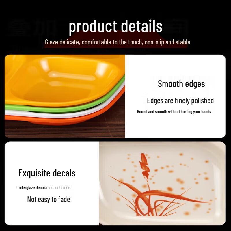 RuHan Verdicktes Melamin 4-Fächer Kantinen Tablett