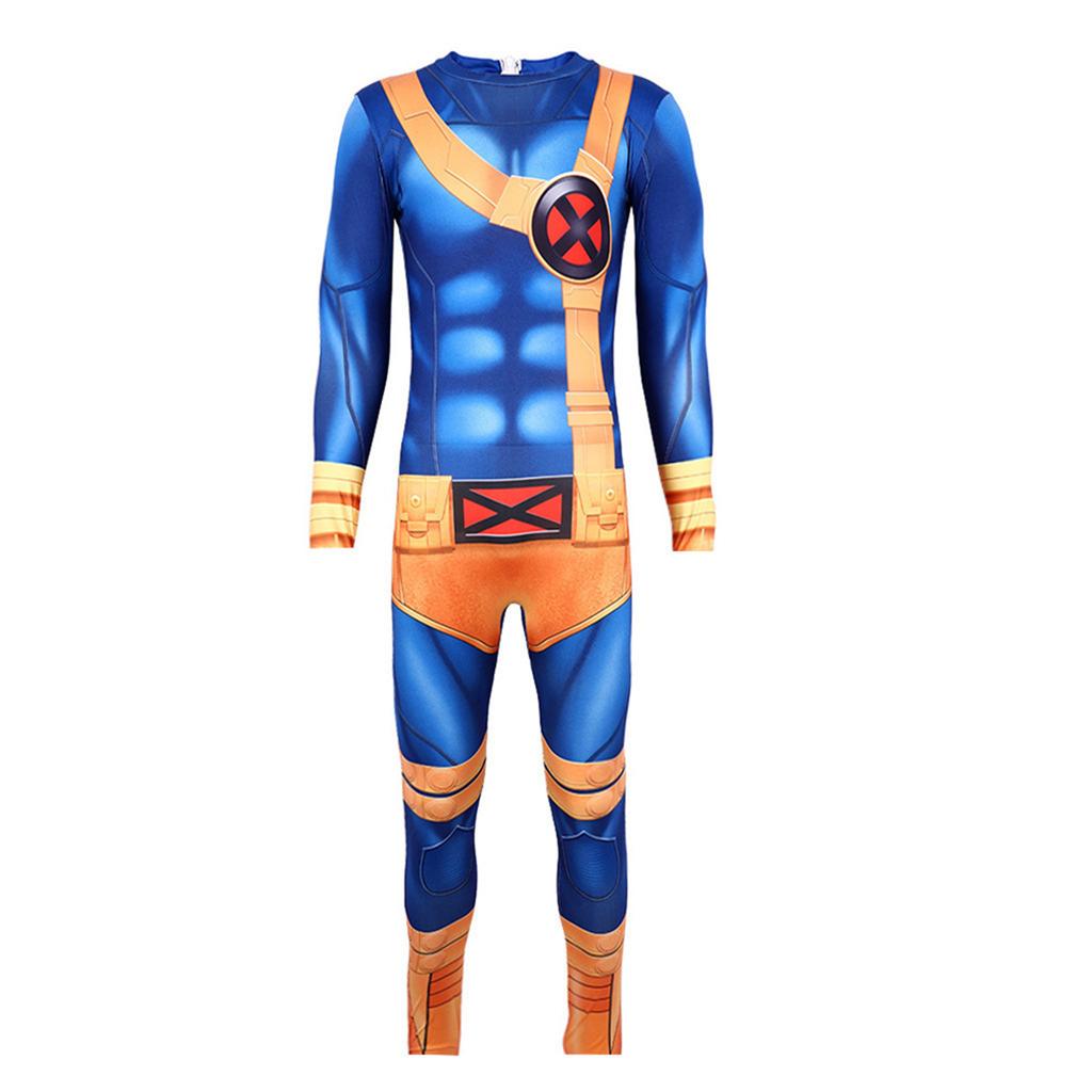 Full Body Jumpsuit Costume Muscle Print One Piece Bodysuit Long Sleeve Stretch Fit Stage Performance Outfit for Adults and Teens