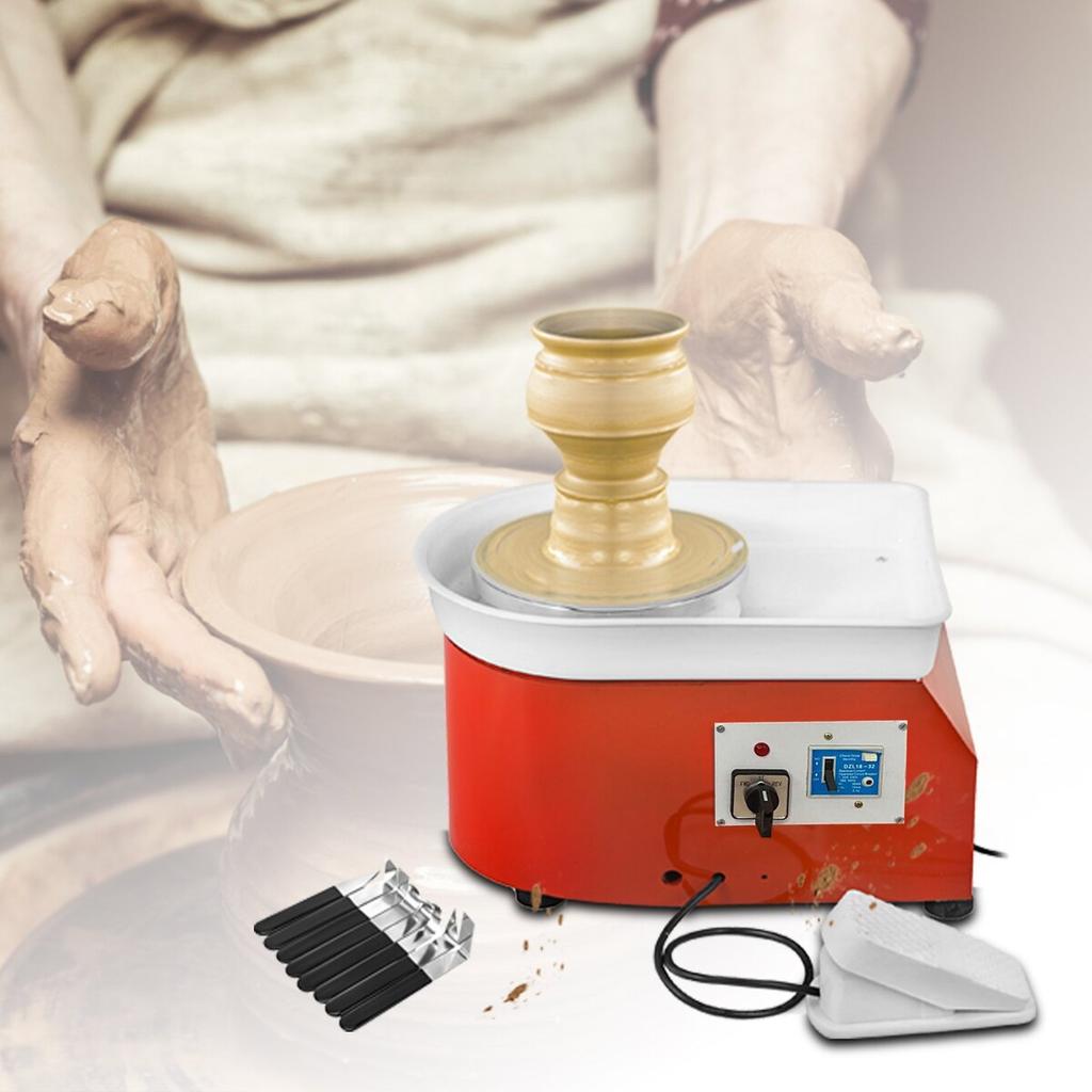 Electric Pottery Wheel Ceramic Machine 25cm Pottery Wheel Machine 280W Pottery DIY Kit with Shaping Tool Kit for Ceramic Work Ceramics Clay