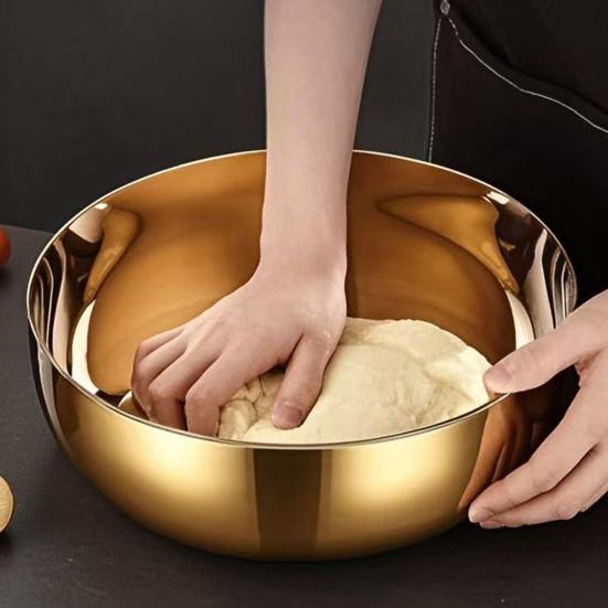Stainless Steel Mixing Bowl Thickened Dough Kneading Basin 32cm Multi-Purpose Basin for Stirring Salads Beating Eggs Cleaning Vegetables