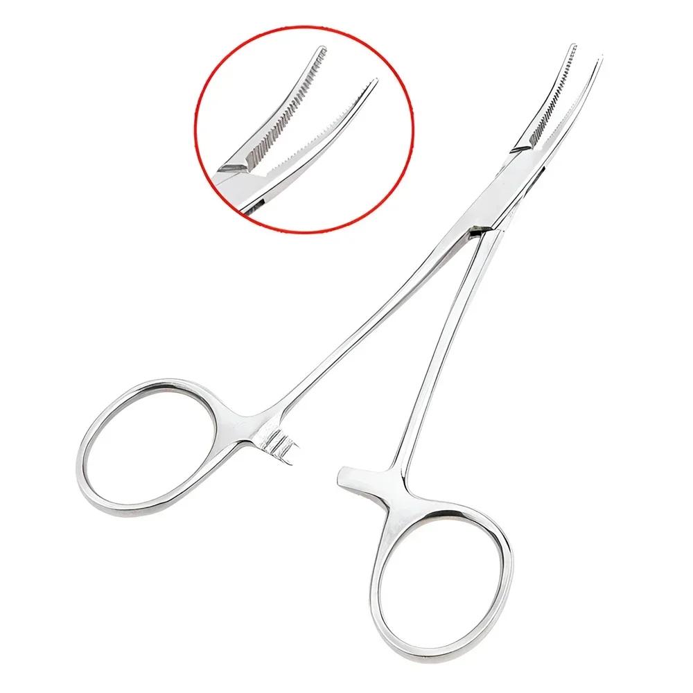 12.5/16/18cm Hemostatic Clamp Forceps Straight Curved Tweezers Medical Surgical Serrated Locking Forceps Curved Hemostat Farm