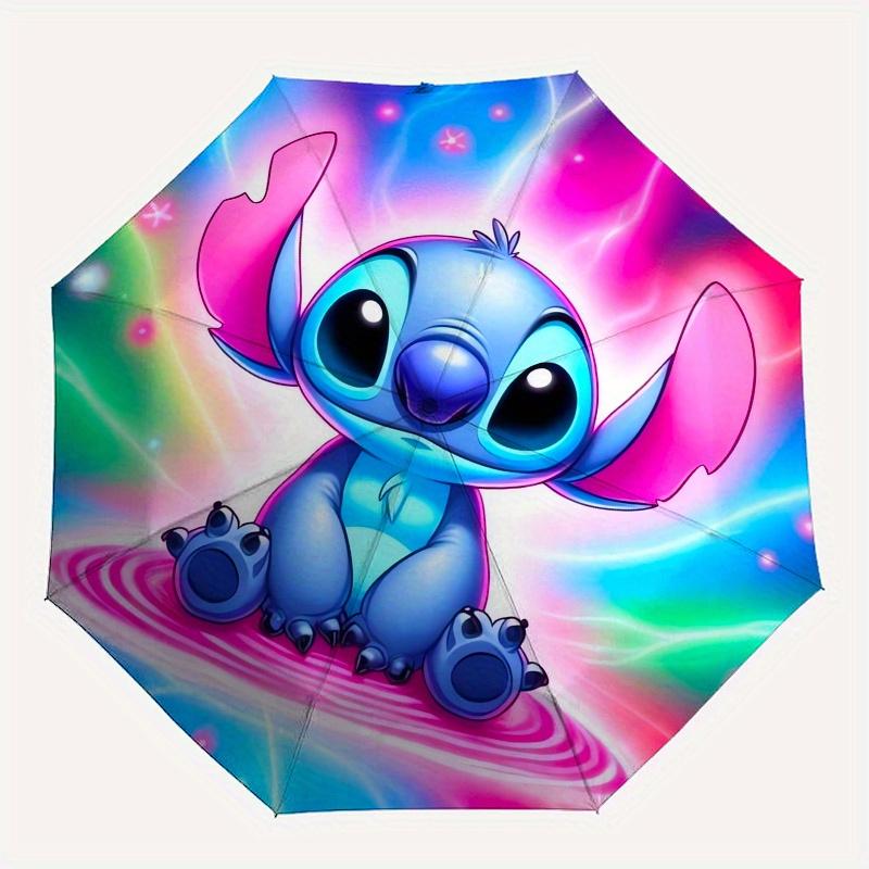 Stitch,colorful Themed folding umbrella, the best choice for gift giving, 8 ribs, casual, durable, lightweight and portable travel umbrella,