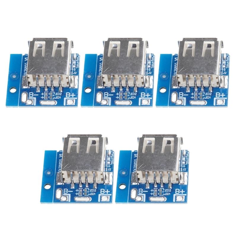 5Pieces 5VBoost Steps Up Power Supply Module Converters Module for Lithiums Battery Charging with USB Micros Port