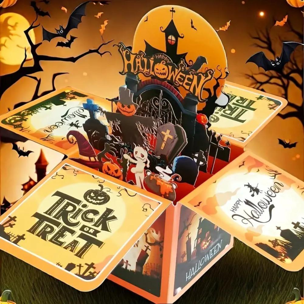 Handmade Greeting Card Box Paper Halloween Gift Card Halloween 3D Pop-Up Greeting Card  Holiday