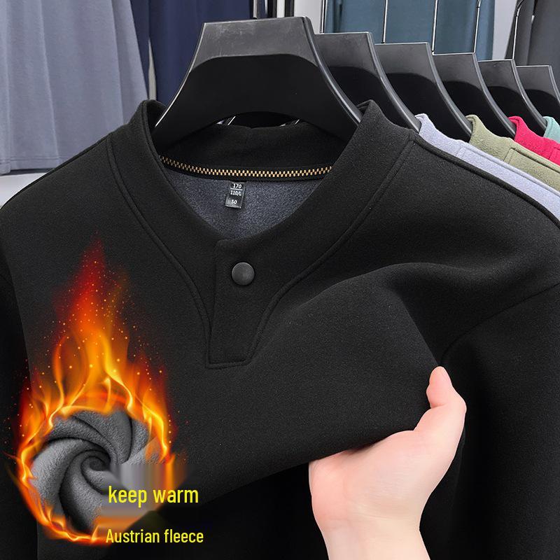 

Men s Plus Velvet Warm Pullover: Thickened, Round Neck, Versatile, High-Grade Base Layer for All Ages (2025 Edition). 3XL (185) - 170-185 lbs чорний