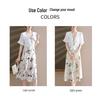 2026 Summer Fashion Chiffon Two-Piece Skirt Set for Middle-Aged & Elderly Women - Short Sleeve Dress