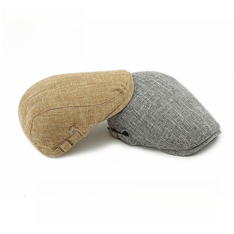 Unisex Big Head Friendly Linen Look Flat Cap Spring Summer Breathable Ivy Cap Adjustable Retro British Beret Cabbie Hat