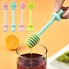 2Pcs Groove Design Reusable Long Handle Honey Stirrers Mini Honey Dipper Rod Jam Dispenser Sticks Kitchen Supplies