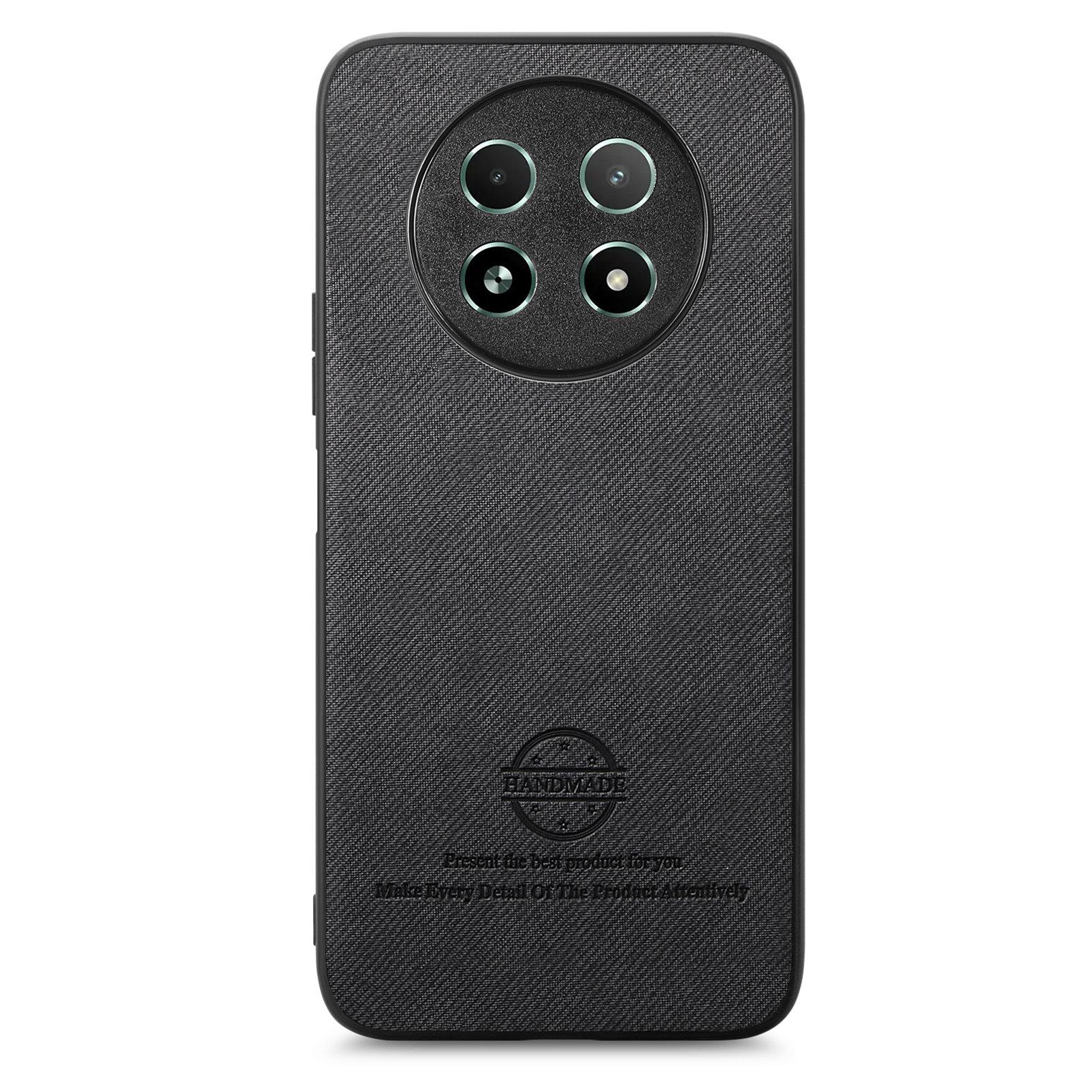 

For Realme 13 5G Leather Phone Back Cover with Cloth Texture Green