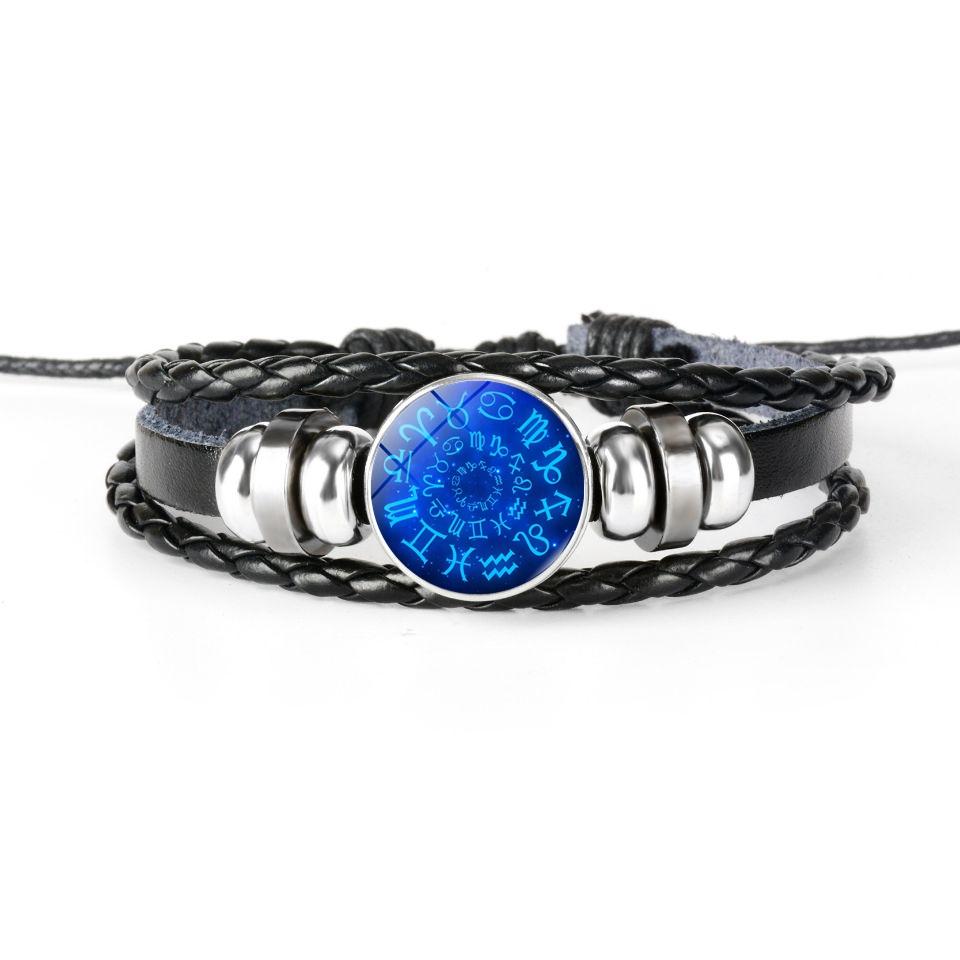 

Классический браслет-шарм с 12 знаками зодиака, мужской и женский, плетеный вручную, многослойный кожаный браслет, ювелирный подарок