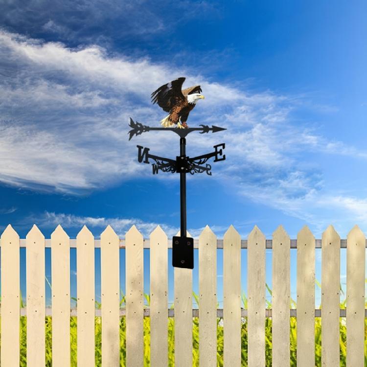 Yard Fence Wind Vane with Bird Shape, Metal Structure and Direction Marker Layout for Garden Display Placement Use