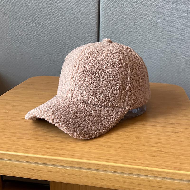 Autumn and Winter Thickened Version of Delicate Teddy Velvet Baseball Hat for Women Electric Car Windproof Solid Color Baseball Cap for Men