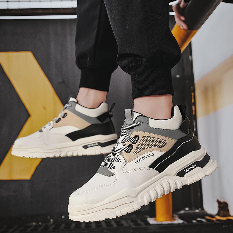Mens Sneakers Fashion High Top Male Casual Shoes Platform Comfortable Board Shoes Breathable Non-slip Sport Shoes Walking Shoes