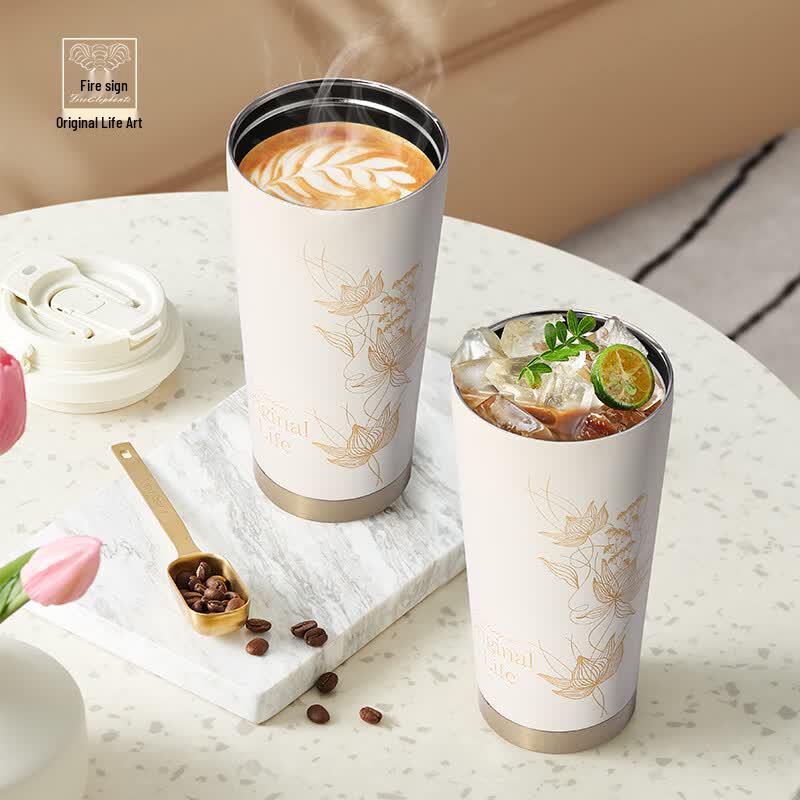Huoxiang 316 Stainless Steel Portable Dual-Drink Coffee Tumbler