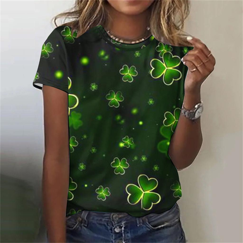 Women's T-shirt 3D Pattern Printed Casual Short Sleeved O-Neck Top Fashionable Street Women's Clothing