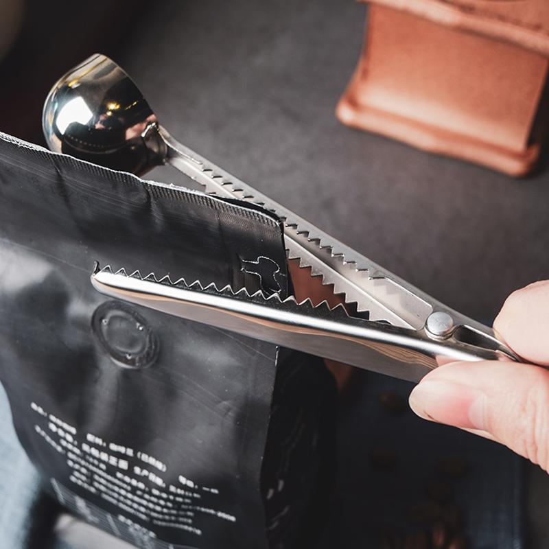 Stainless Steel Coffee Spoon Clip Measuring Spoon Gold Silver Coffee Tea Scoop Measure Spoon with Bag Clip Coffee Accessories