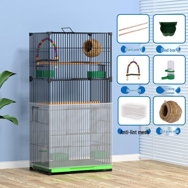 

Посилена велика клітка для великих птахів, таких як какатіли та піони, з гніздовою коробкою 90cm H, 42x31cm, no wheels, Package 9 чорний